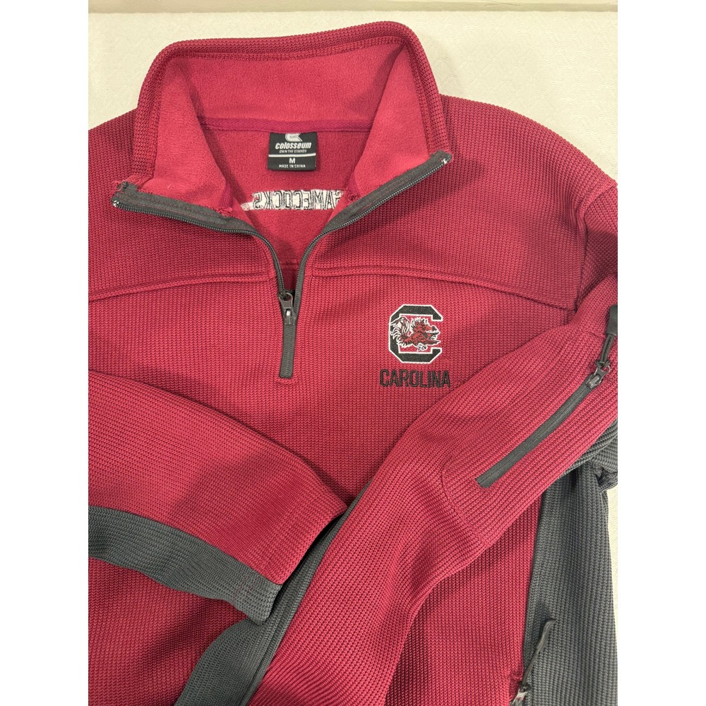 South Carolina Gamecocks Pullover Men M Garnet NCAA Football 1/4 Zip GamedayEUC